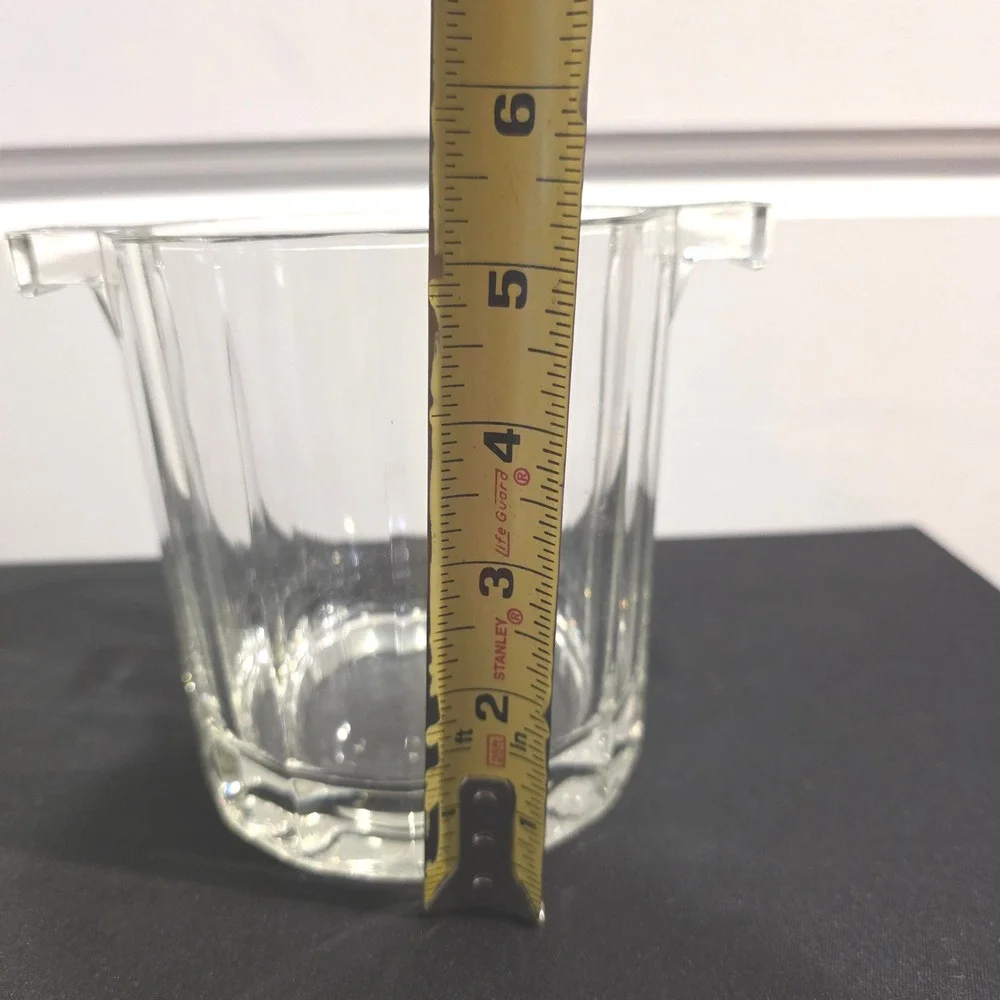 Vintage Style Heavy Clear Glass Ice Bucket, Home Bar Accessories, Cocktail Party